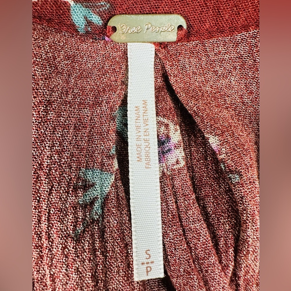 Free People Rust Floral Keyhole Swing Mini Dress Size S - Picture 4 of 5